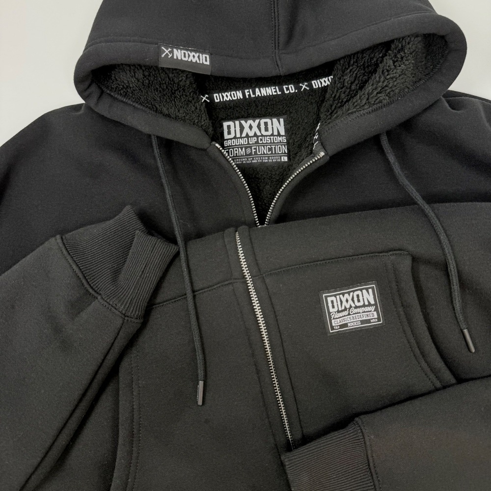 Dixxon Flannel Co Mens Sherpa Lined Zip Up Hoodie Black Large Ground Up Customs